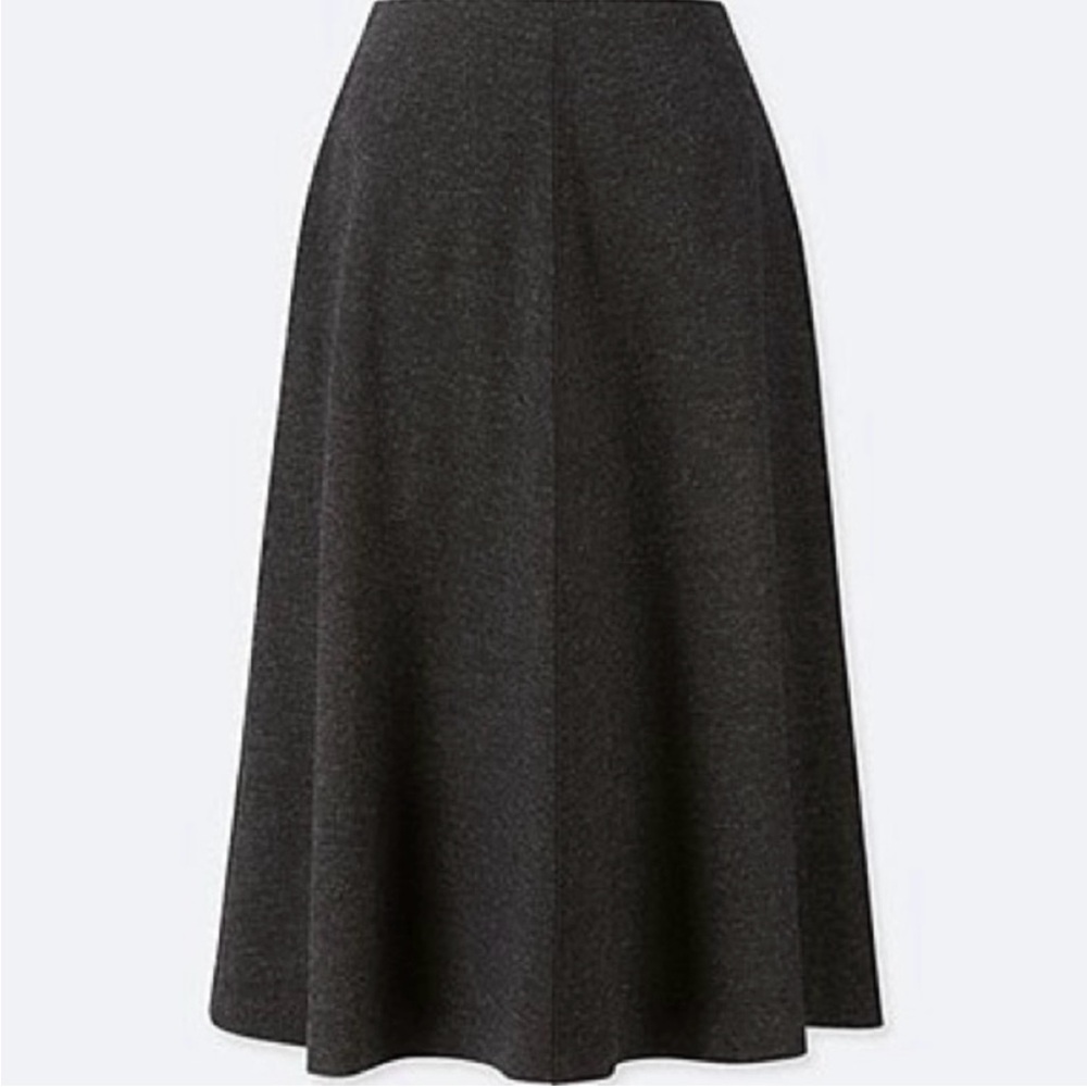 NWT Uniqlo wool blended flared skirt high waisted dark grey size S